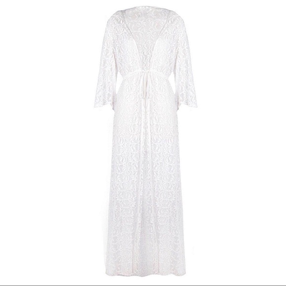 🆕 WHITE LACE MAXI BEACH KIMONO! - Picture 10 of 10